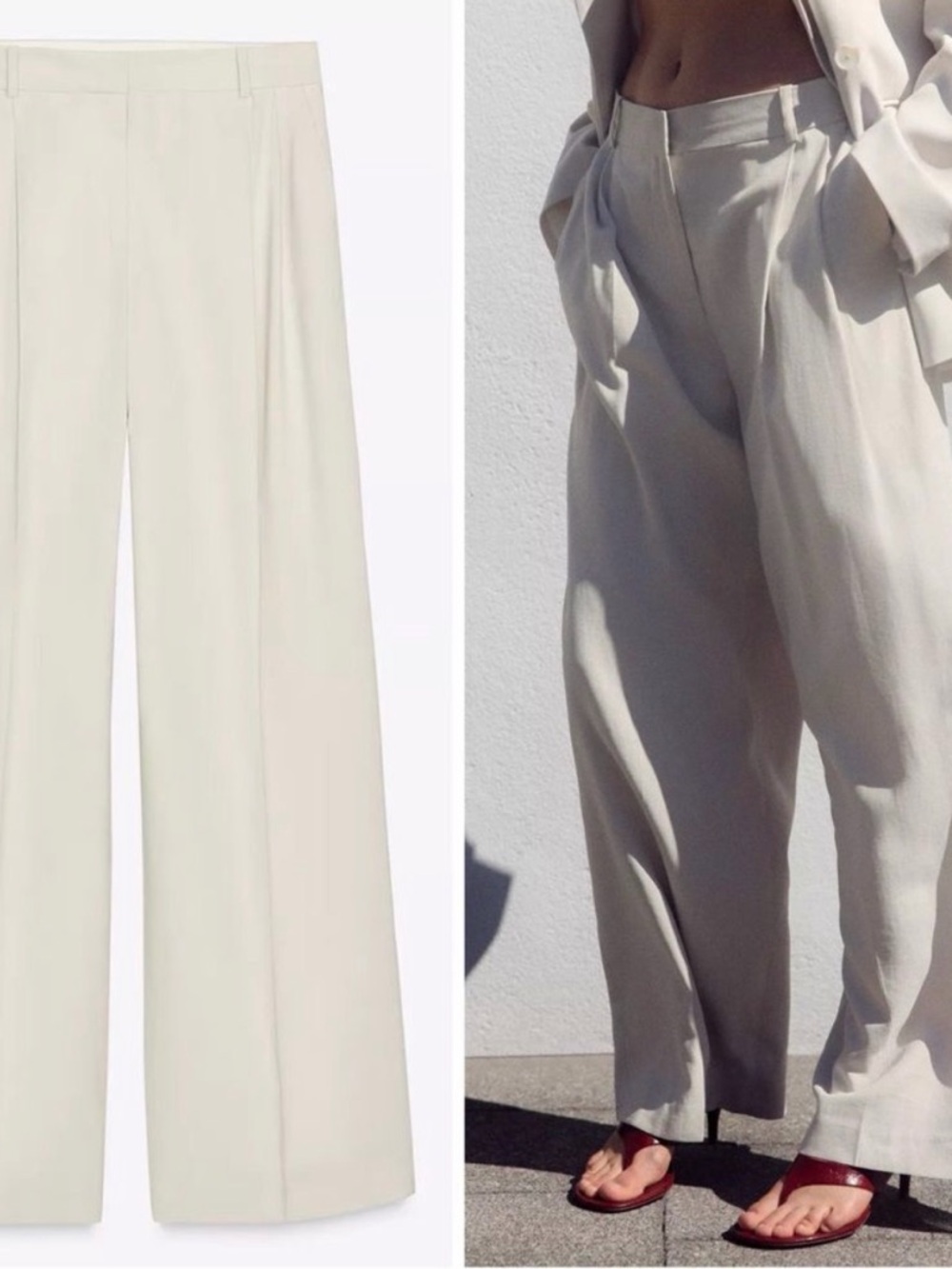 New Zara Women’s Wide-Leg Cream Trousers large